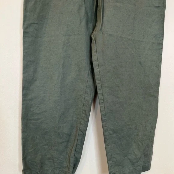 Gap Olive Green Linen Cotton Pants Elastic Waist Womens Medium - Picture 3 of 7